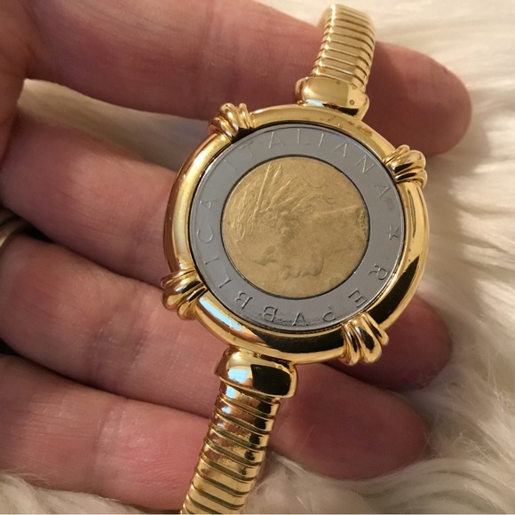 Toscana Italian 18K Gold Plated Lira Coin Bracelet, Size 8” - Picture 5 of 13